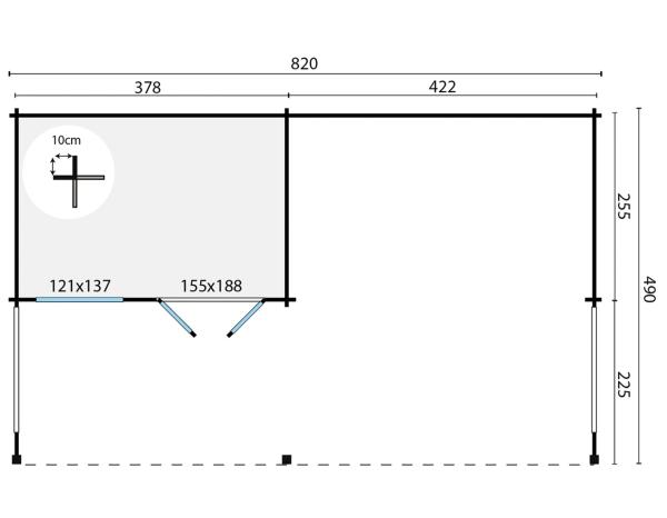 Gartenhaus Lilou 820x490 cm